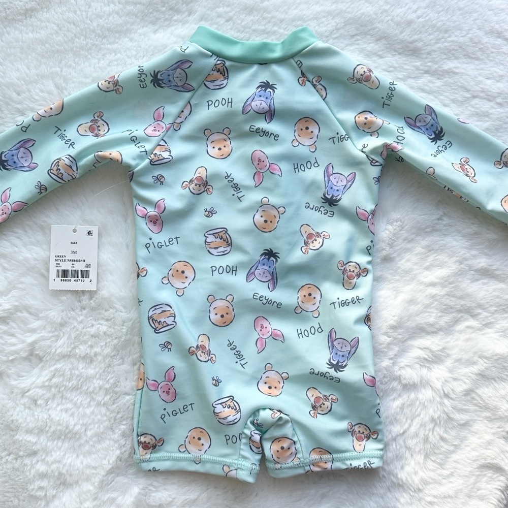 NWT Disney Baby Winnie the Pooh Long Sleeve One Piece Swimsuit Mint size 3 mos